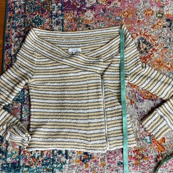 IRO Vana Stripe Knit Off Shoulder Shawl Collar Asymmetric Zip Up Jacket 36 Small - Picture 14 of 14